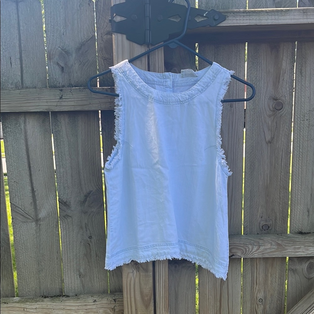 Cloud Blue tattered Sleeveless Tank Top